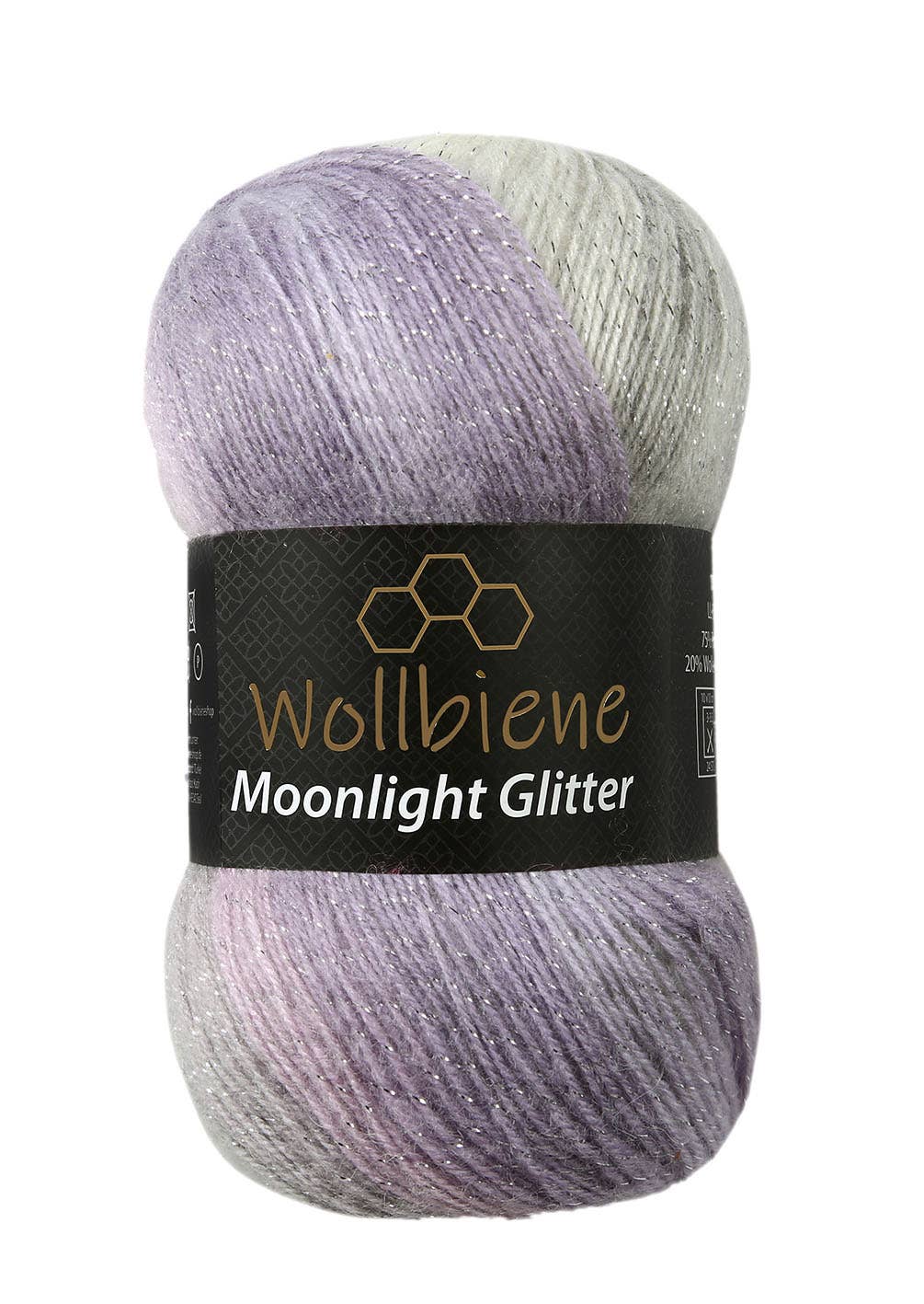woolen bee moonlight glitter batik crochet knitting wool: 5000 black grey white