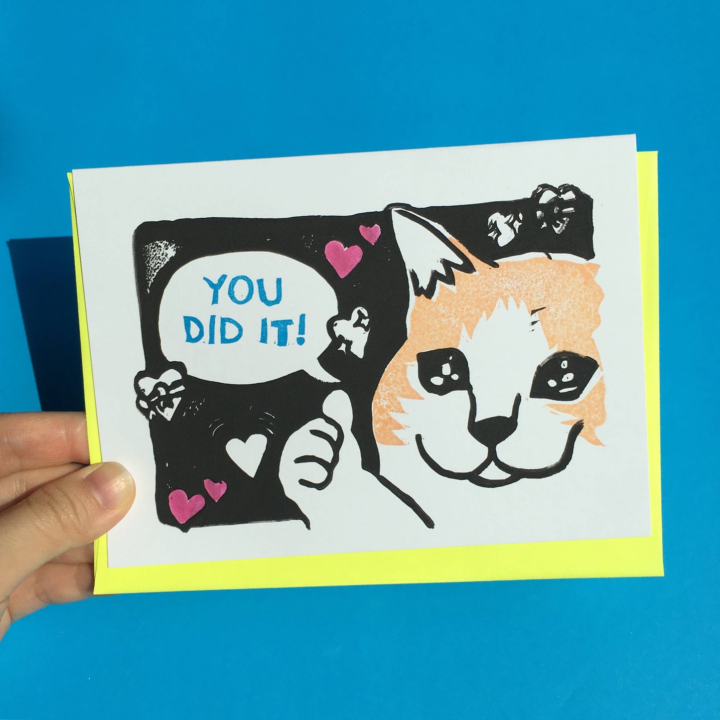 Hand-printed Card - You Did It!