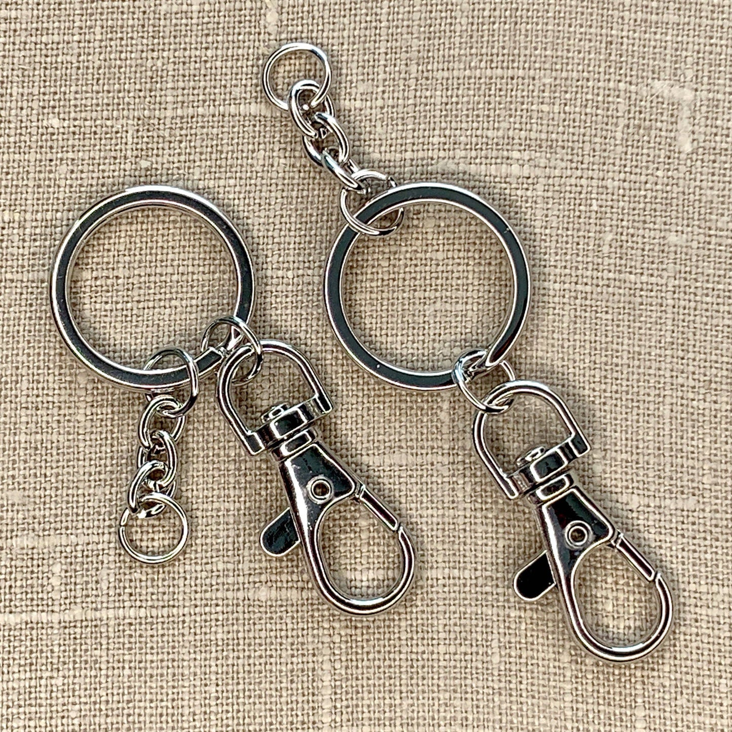 Key Rings with Lobster Hook, Silver 2pc