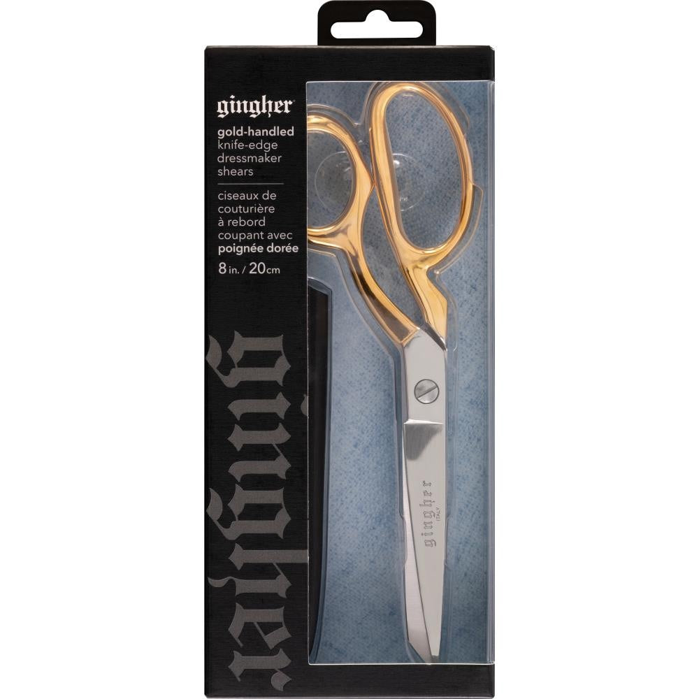 Gingher Gold Handle Knife Edge Bent Shears 8