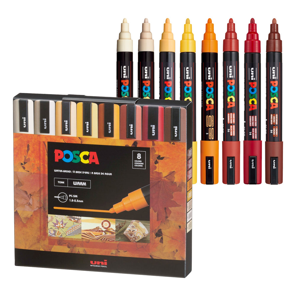 POSCA Paint Marker Set, 8 Colors, PC-5M Warm Tone Set