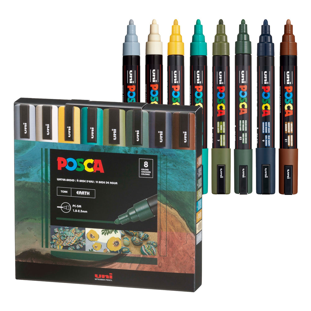 POSCA Paint Marker Set, 8 Colors, PC-5M Earth Tone Set