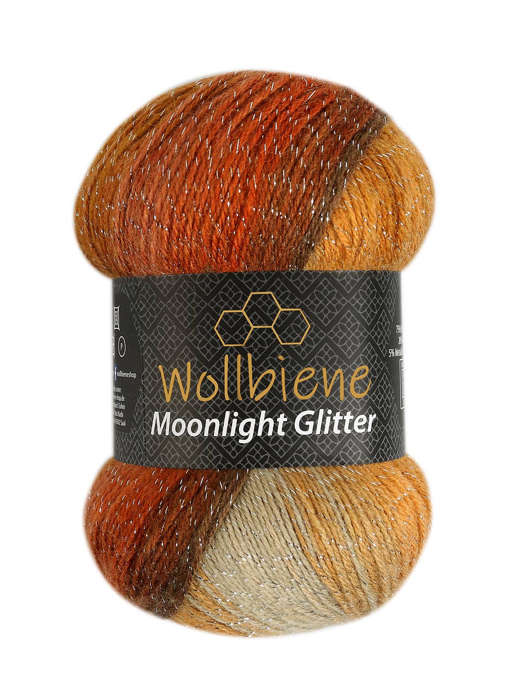 woolen bee moonlight glitter batik crochet knitting wool: 4000 orange yellow grey