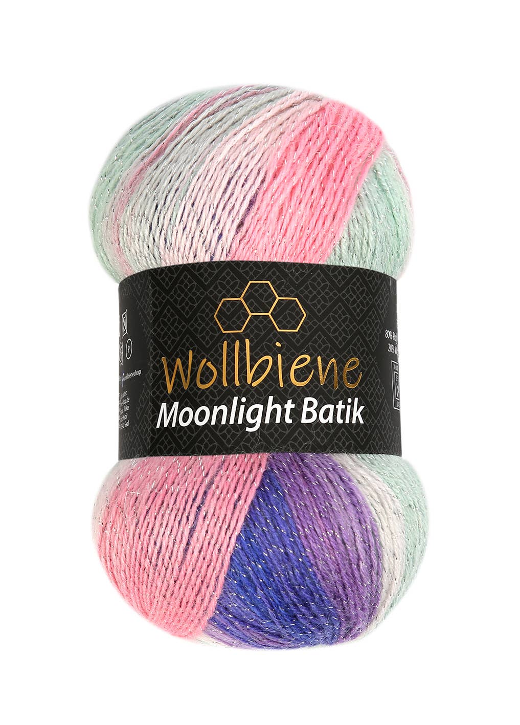 woolen bee moonlight glitter batik crochet knitting wool: 5000 black grey white