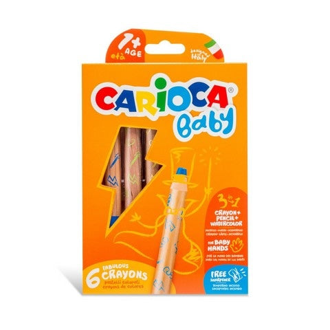 Carioca Baby 3-in-1 Crayons, 6 pc