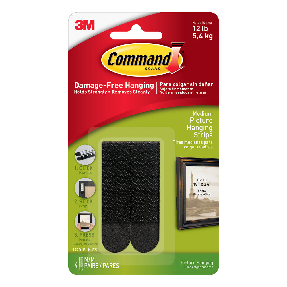 Command Picture Hanging Strips, Medium Black - 6 Sets