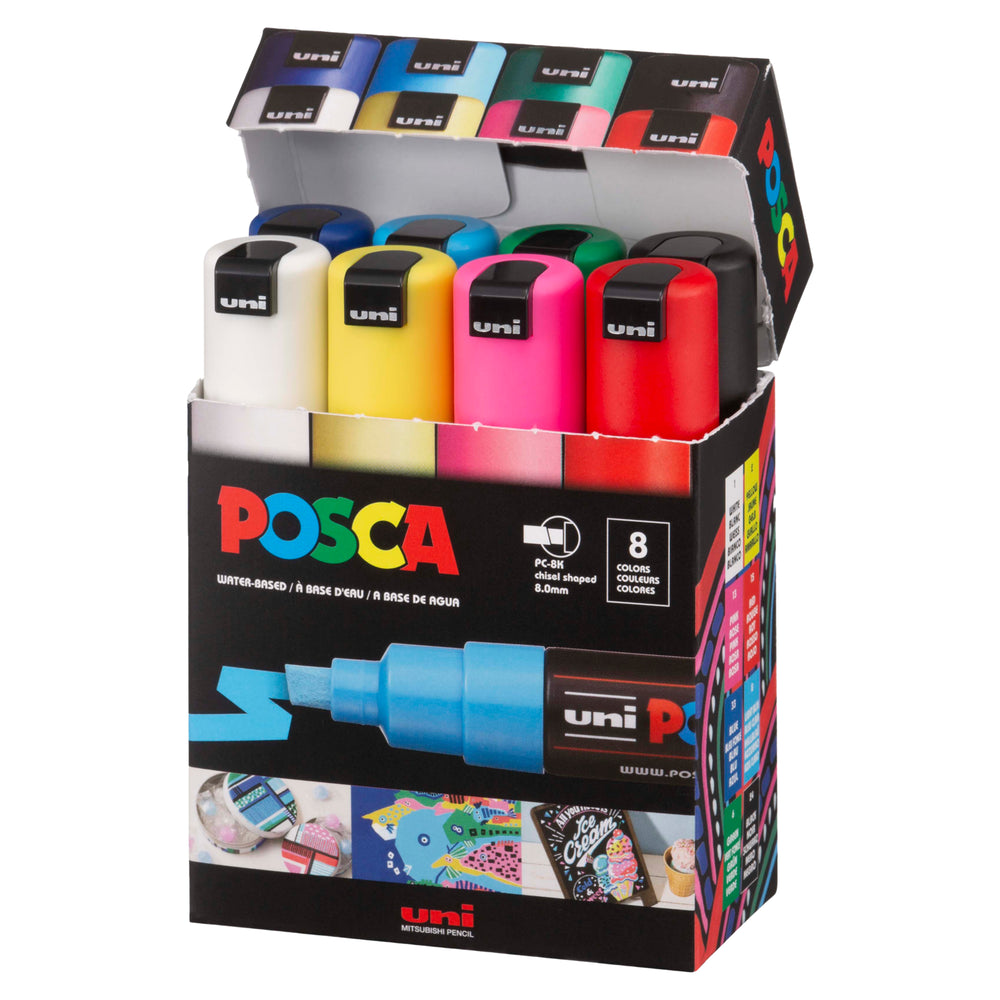 POSCA Set of 8 PC-8K Broad Tip  Paint Markers