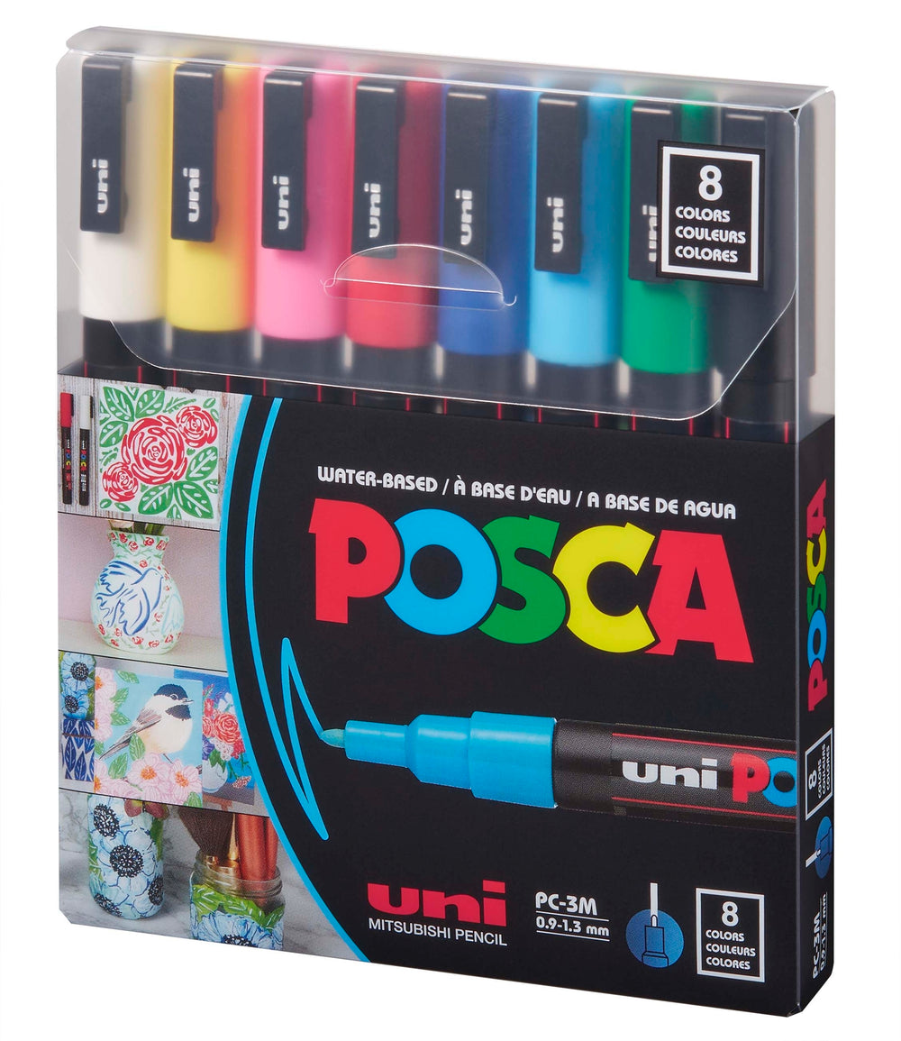 POSCA  Sets of  8 Basic Color PC-3M Fine Tip Paint Marker