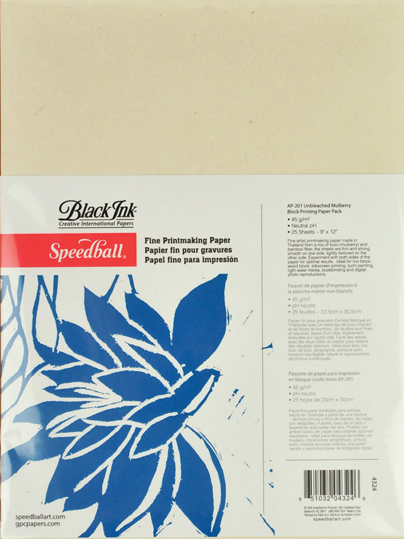 Speedball Unbleached Mulberry Block Printing Paper 9' X 12