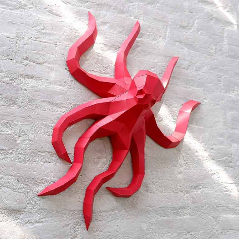 PAPERCRAFT WORLD - Octopus PaperCraft Origami Wall Art, 3D Wall Art