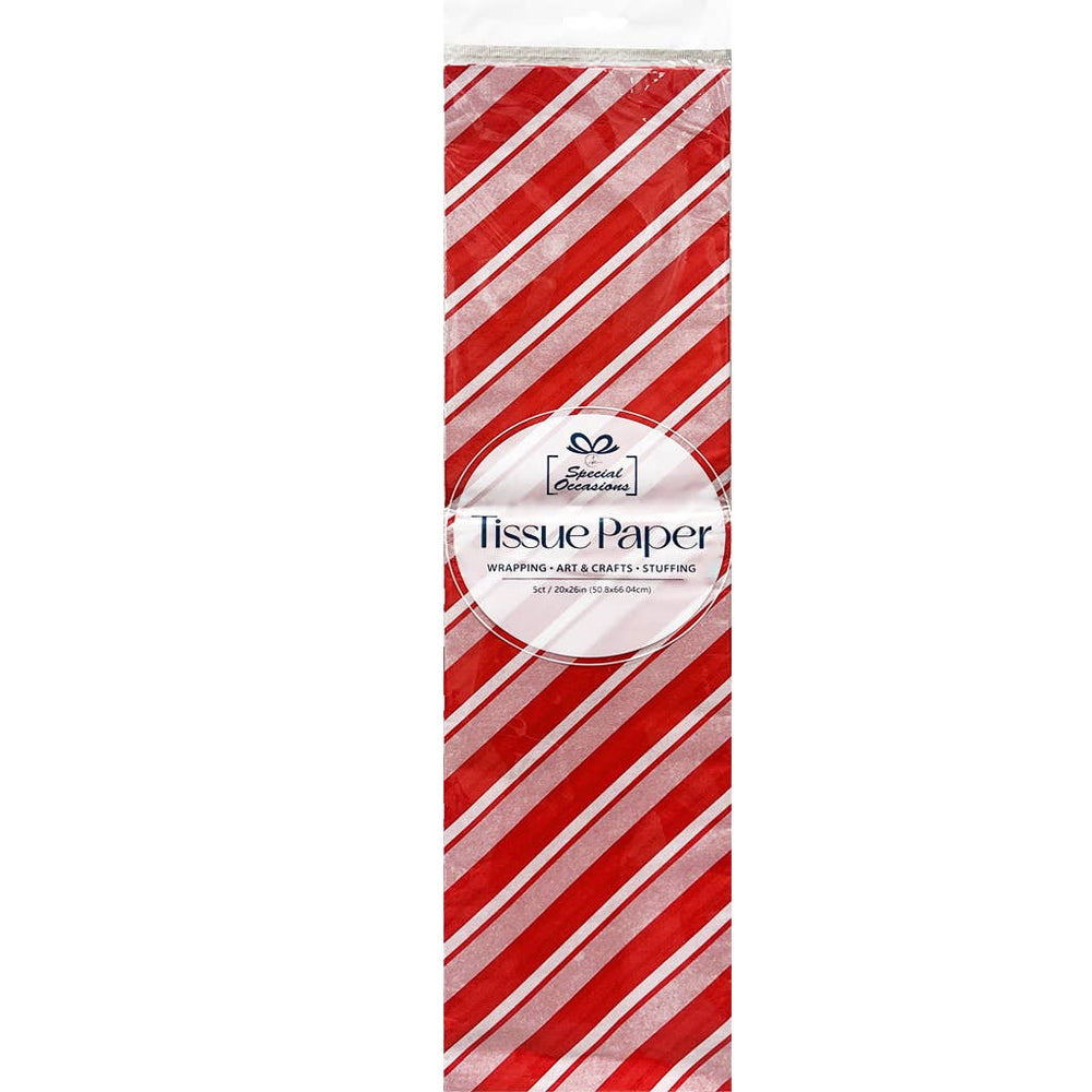 Angels Craft - Christmas Design - Red & White stripe Tissue Paper