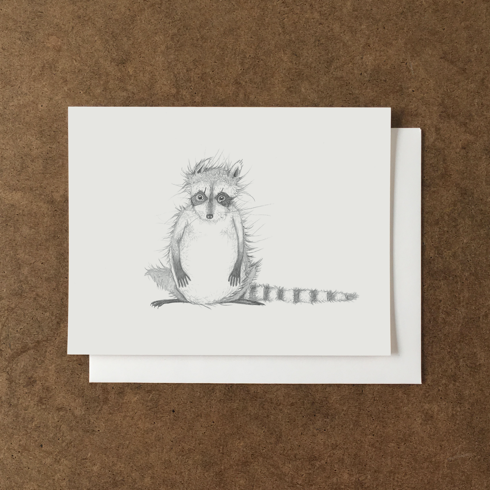 Pencil - Raccoon Greeting Card