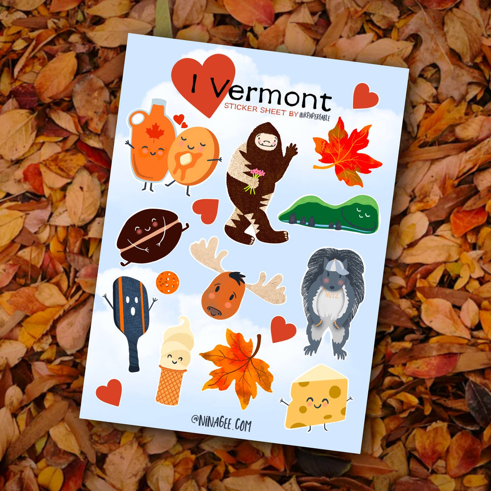 inkpaperfable - I Love Vermont Sticker Sheet