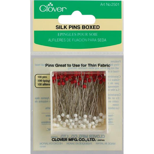 Clover Pins Silk Pins Glass Head Red/White Boxed 100pc