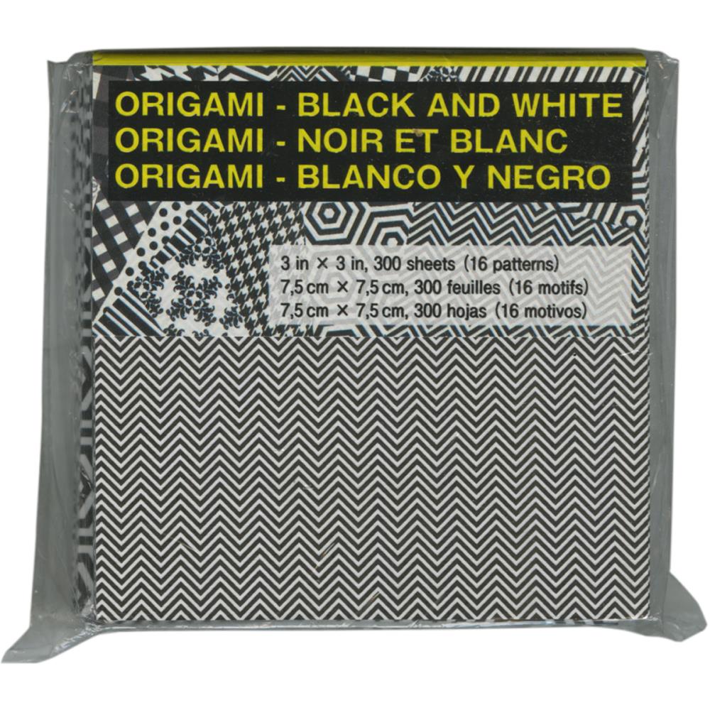 Folia Origami Paper 3"X3" 300/Pkg Black & White