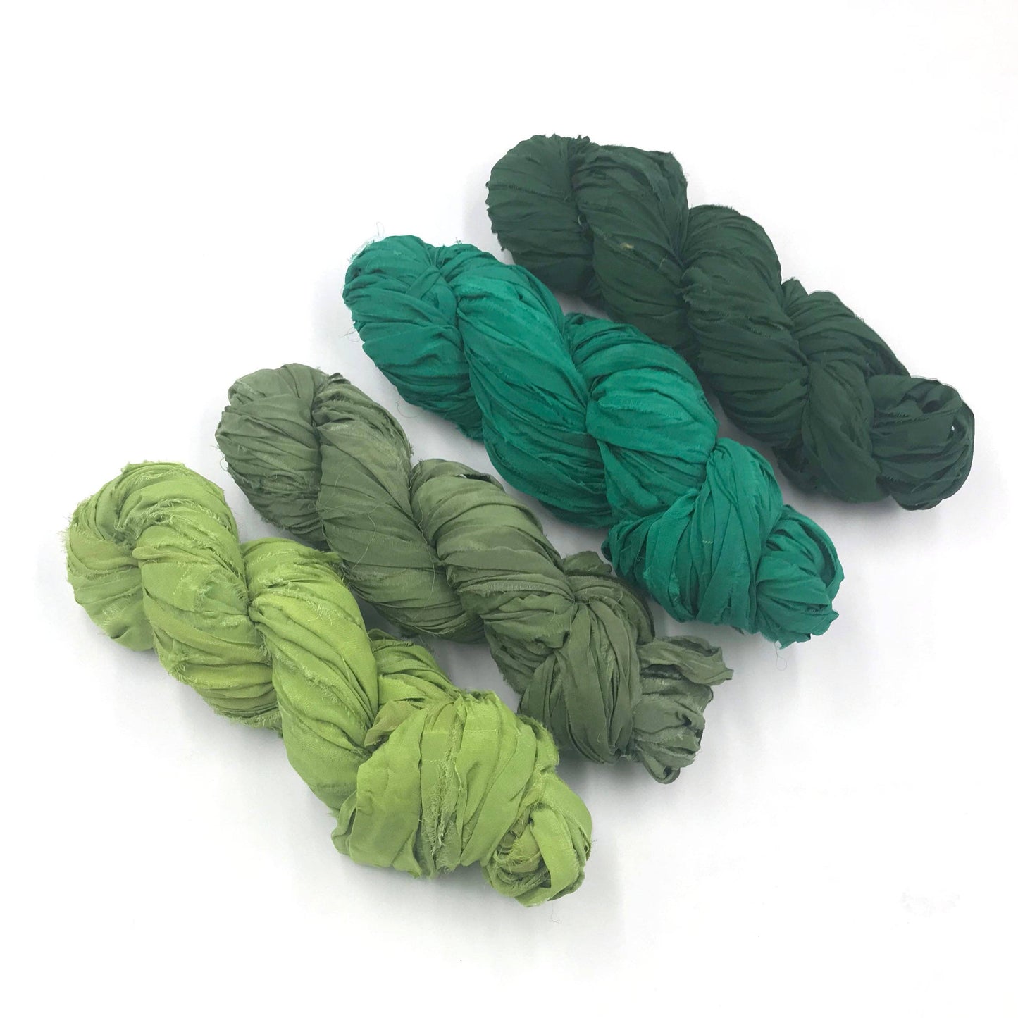 Silk Chiffon Ribbon Ombre - Greens & Yellows