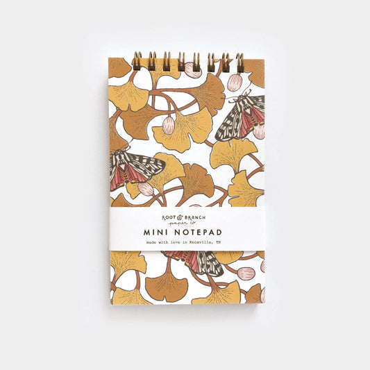 Ginkgo + Tiger Moth Mini Spiral Notepad
