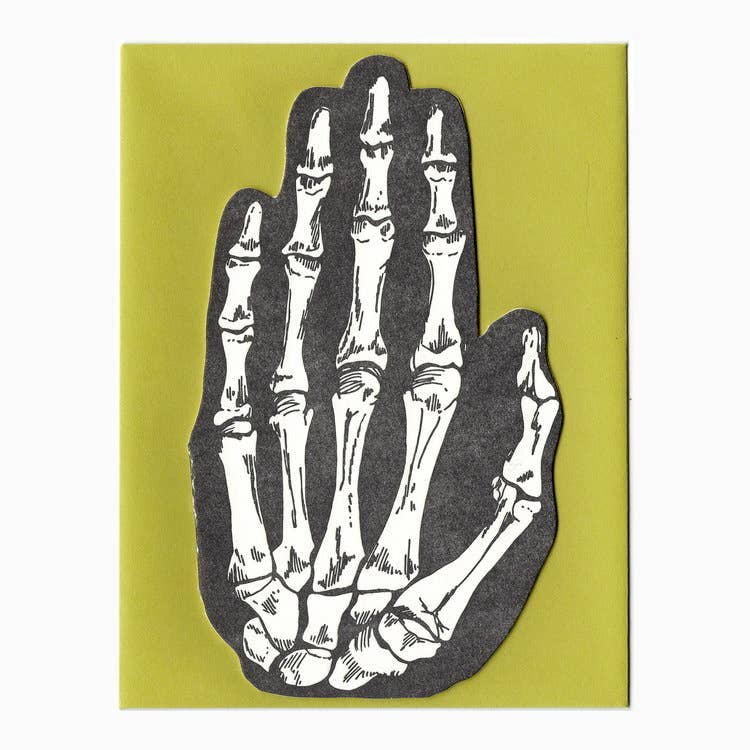 Blackbird Letterpress - skeleton hand shaped card