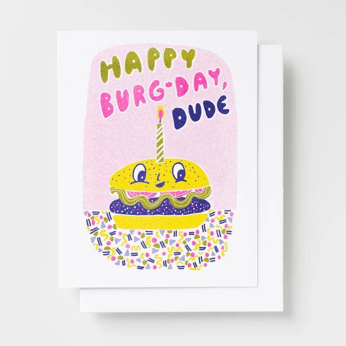 Burger Birthday  Risograph Card