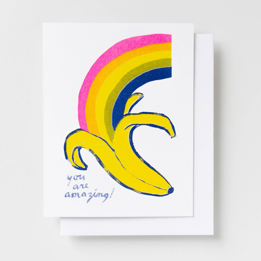 Banana Rainbow Risograph Card