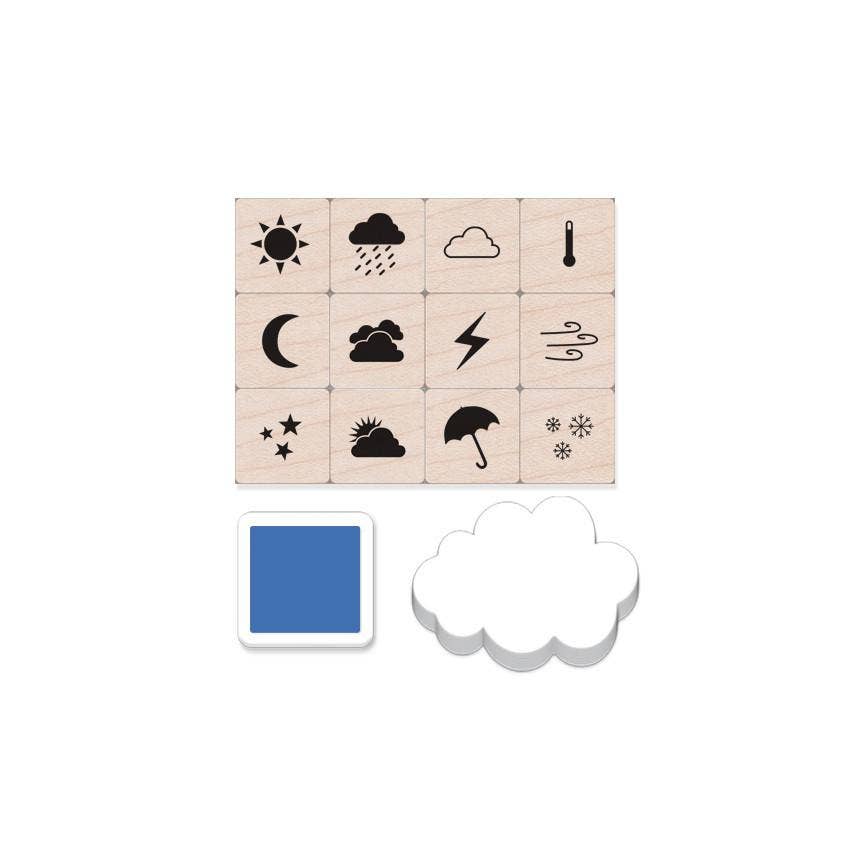 Weather Icons Mini Tub Rubber Stamp Set