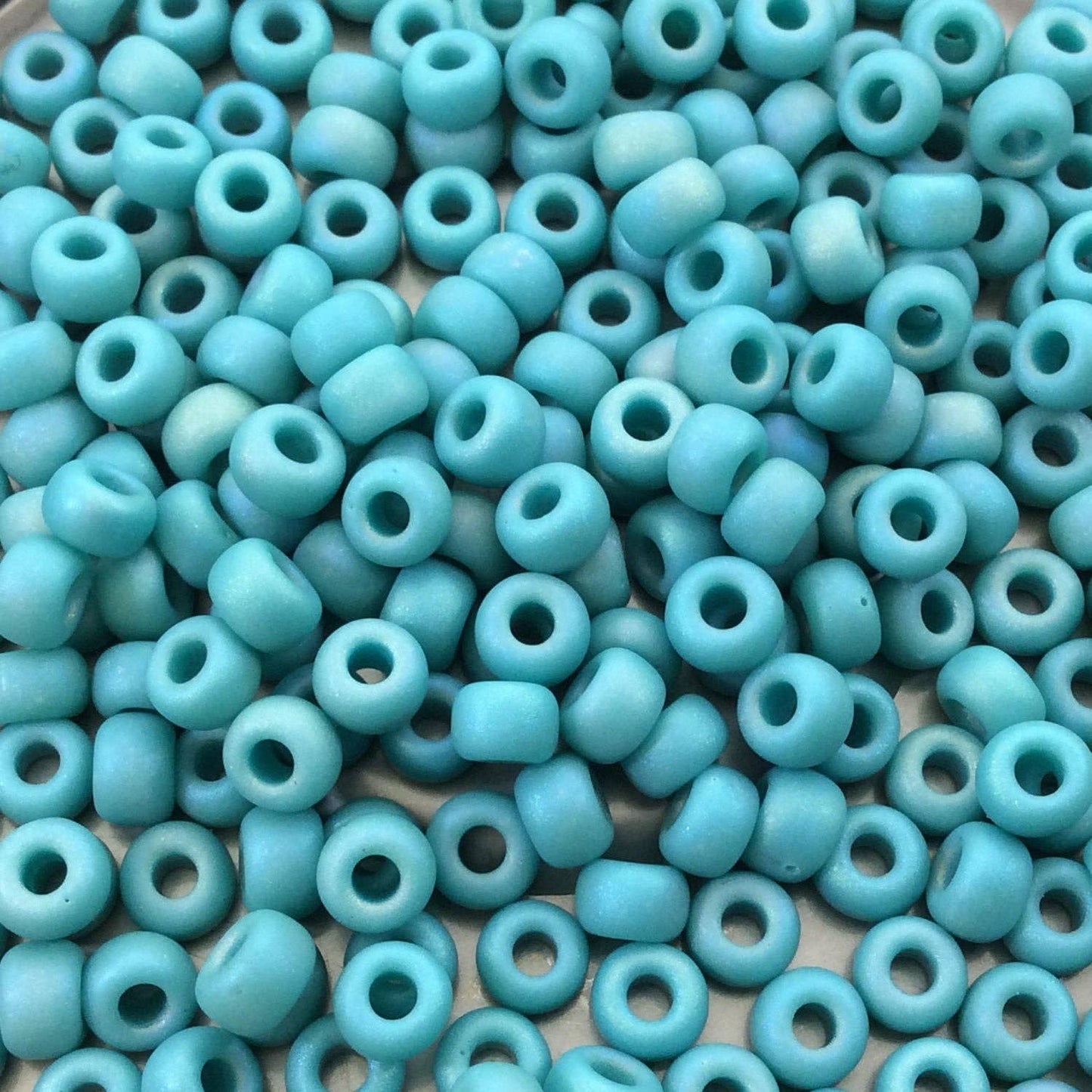 Size 6/0 Matte AB Finish Opaque Turquoise Genuine Miyuki Glass Seed Beads - Sold by 20 Gram Tubes (Approx. 200 Beads per Tube) - (6-9412FR)