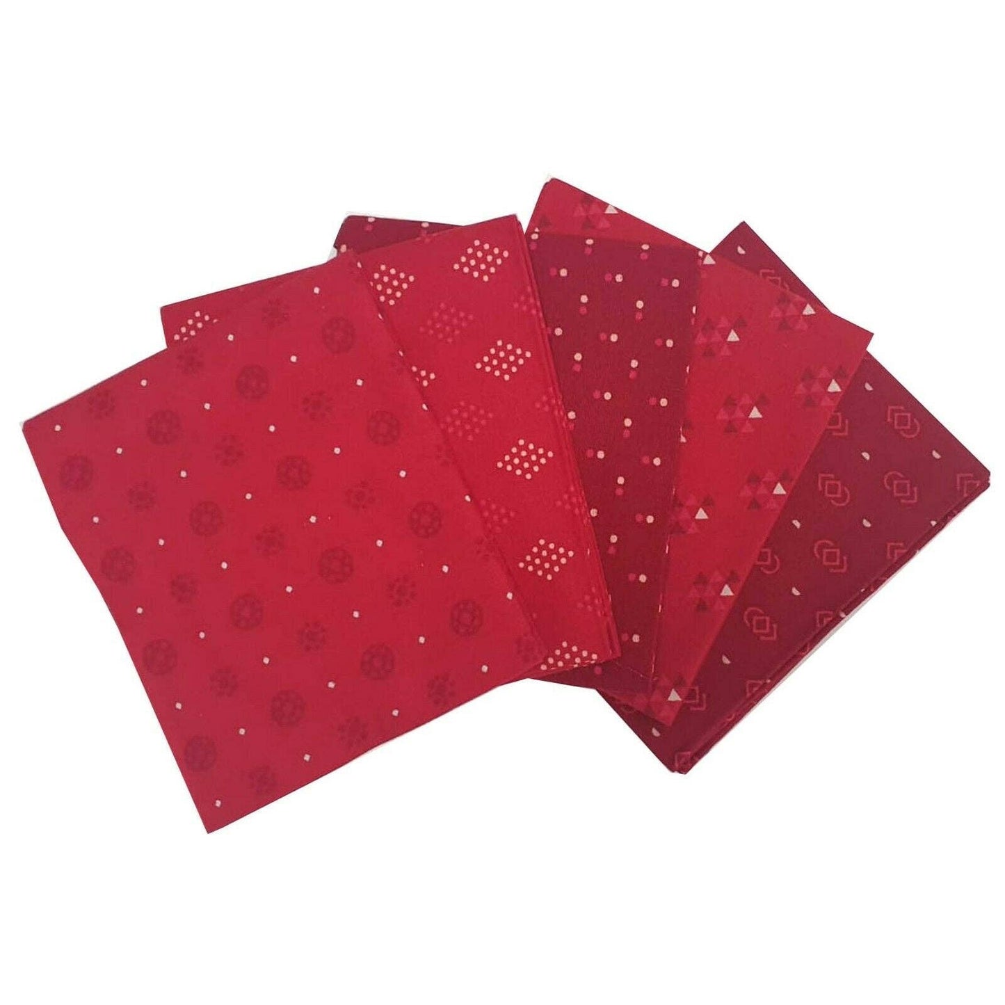 Red Fat Quarter Bundle, Geometric Cotton Fabric Patterned