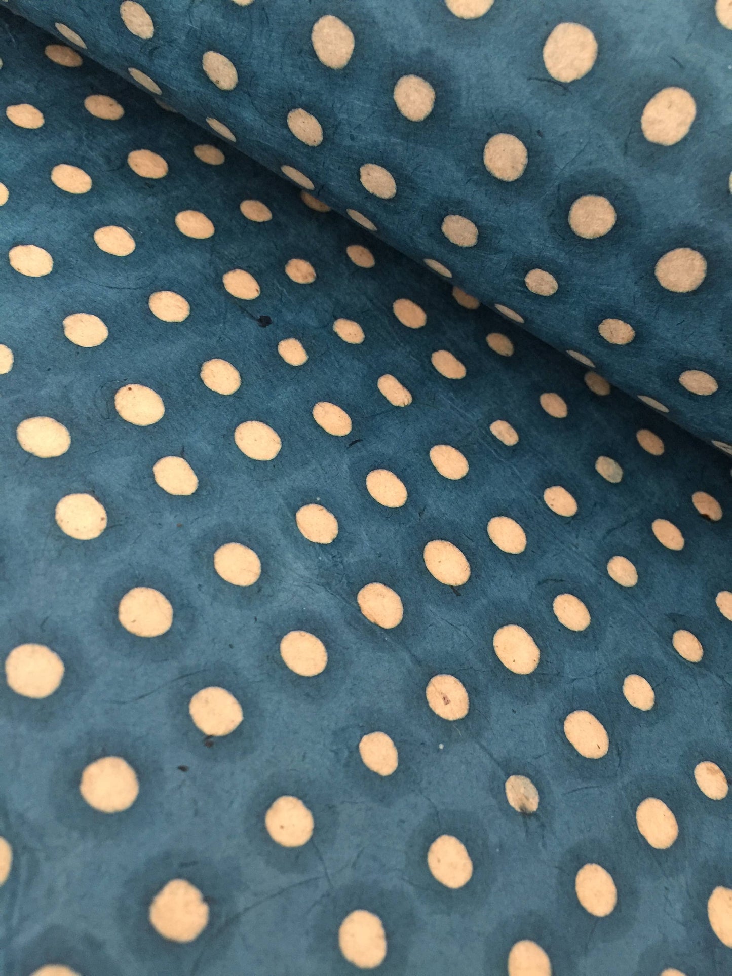Batik Blue - Lokta paper, batik-painted dots - Nepalese paper, Batik wax