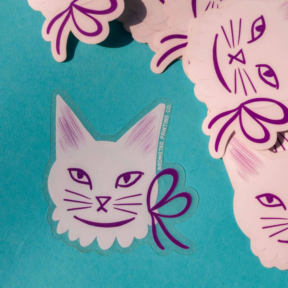 Ribbon Cat Clear Sticker