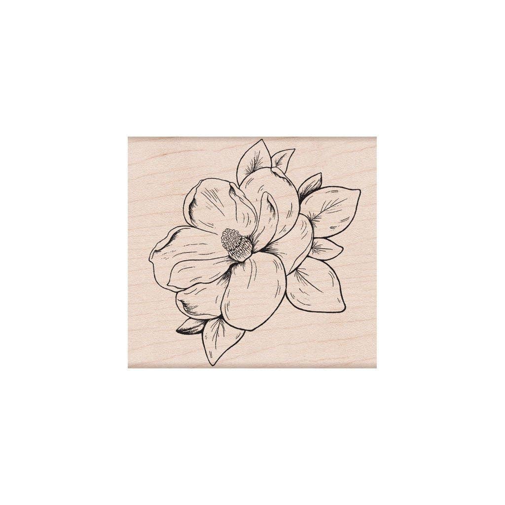 Flowering Magnolia Handmade Rubber Stamp