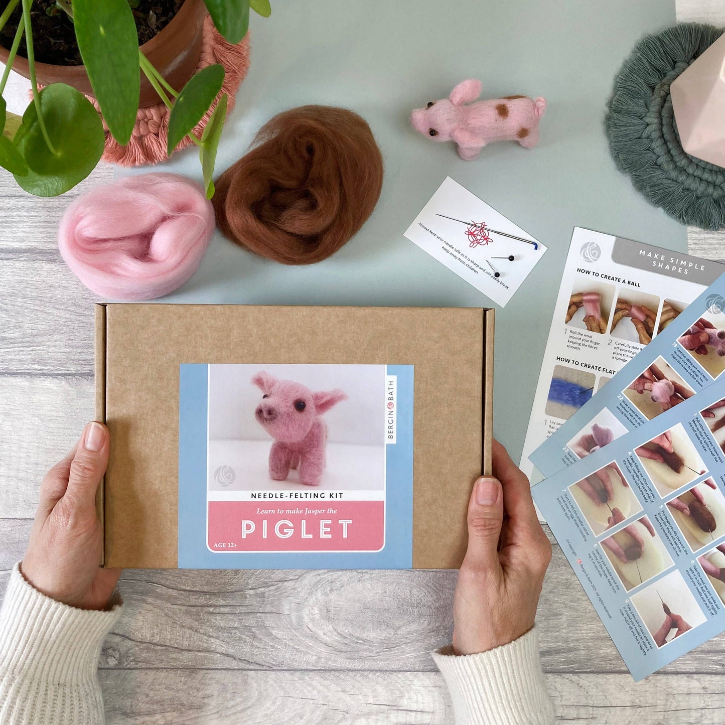 Needle Felting Kit, Piglet - Learn How To Make Your Own Mini Pig With This Creative Craft Kit - A Perfect Gift For Crafty Animal Lovers