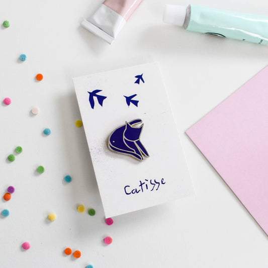 Blue Catisse Cat Artist Pin