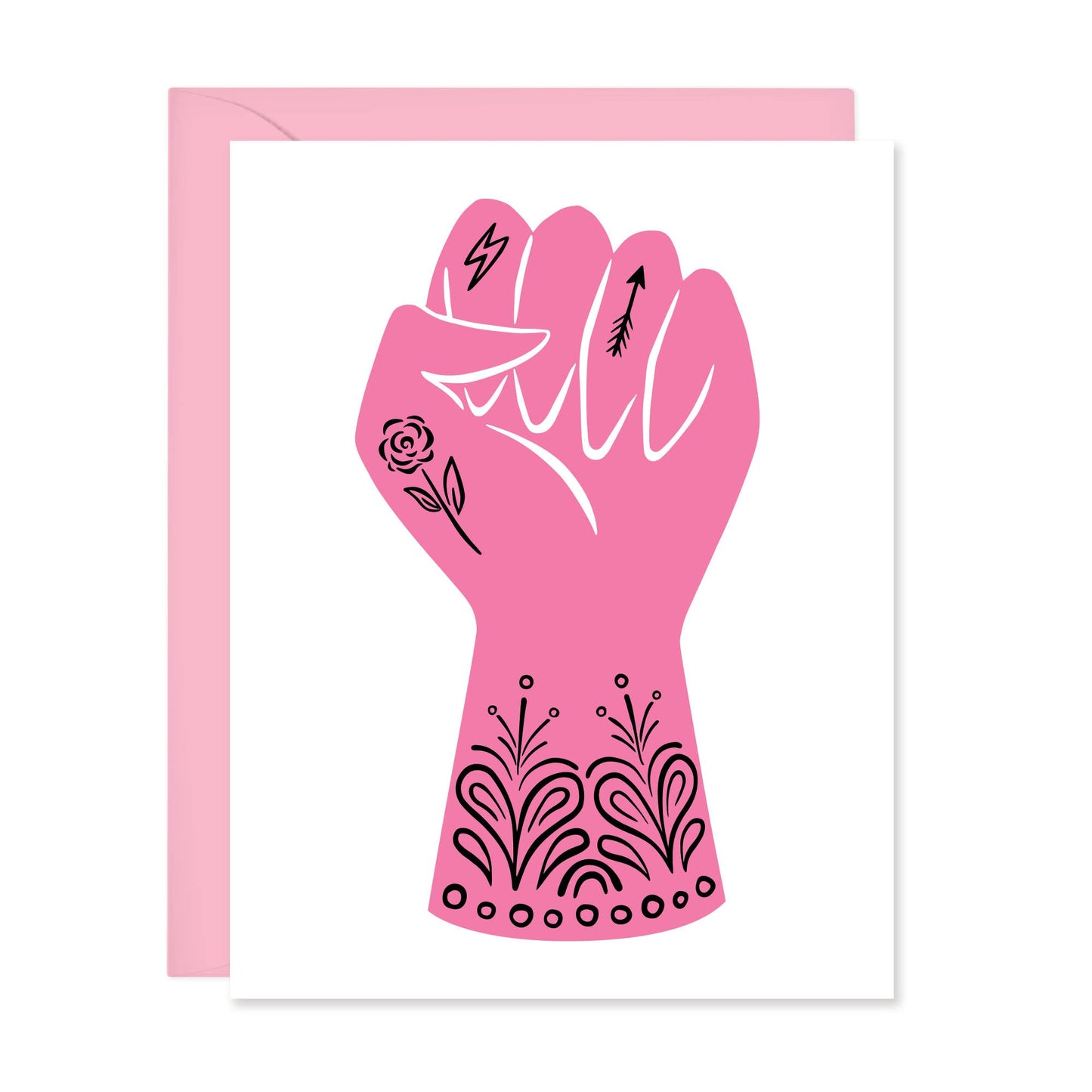 Lucy Loves Paper - Pink Power Fist Feminist Cards- Box Set of 8 - Size A2