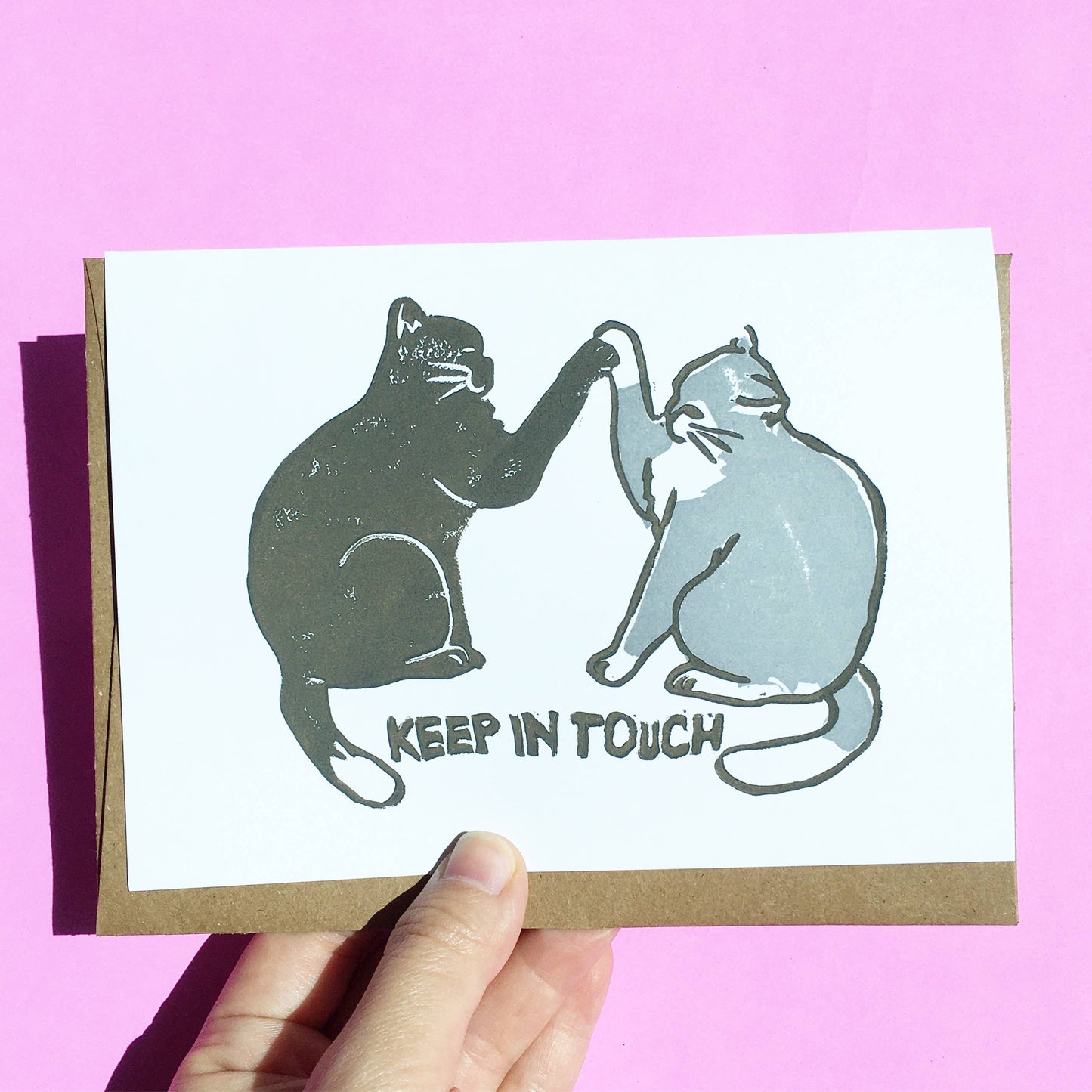 Hand-printed Card - Keep in Touch