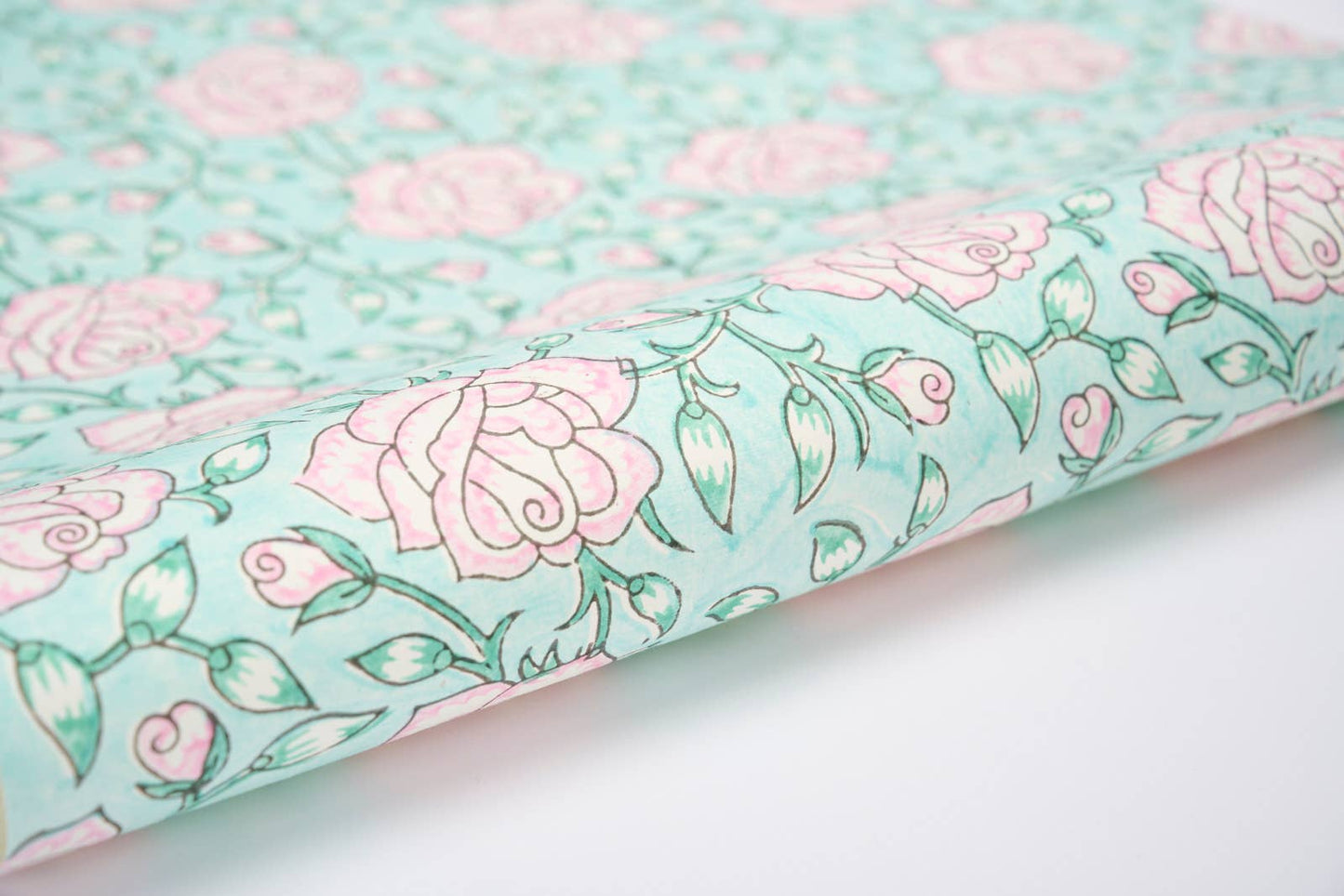 Hand Block Printed Gift Wrap Sheets -Jaipur Rose Blush