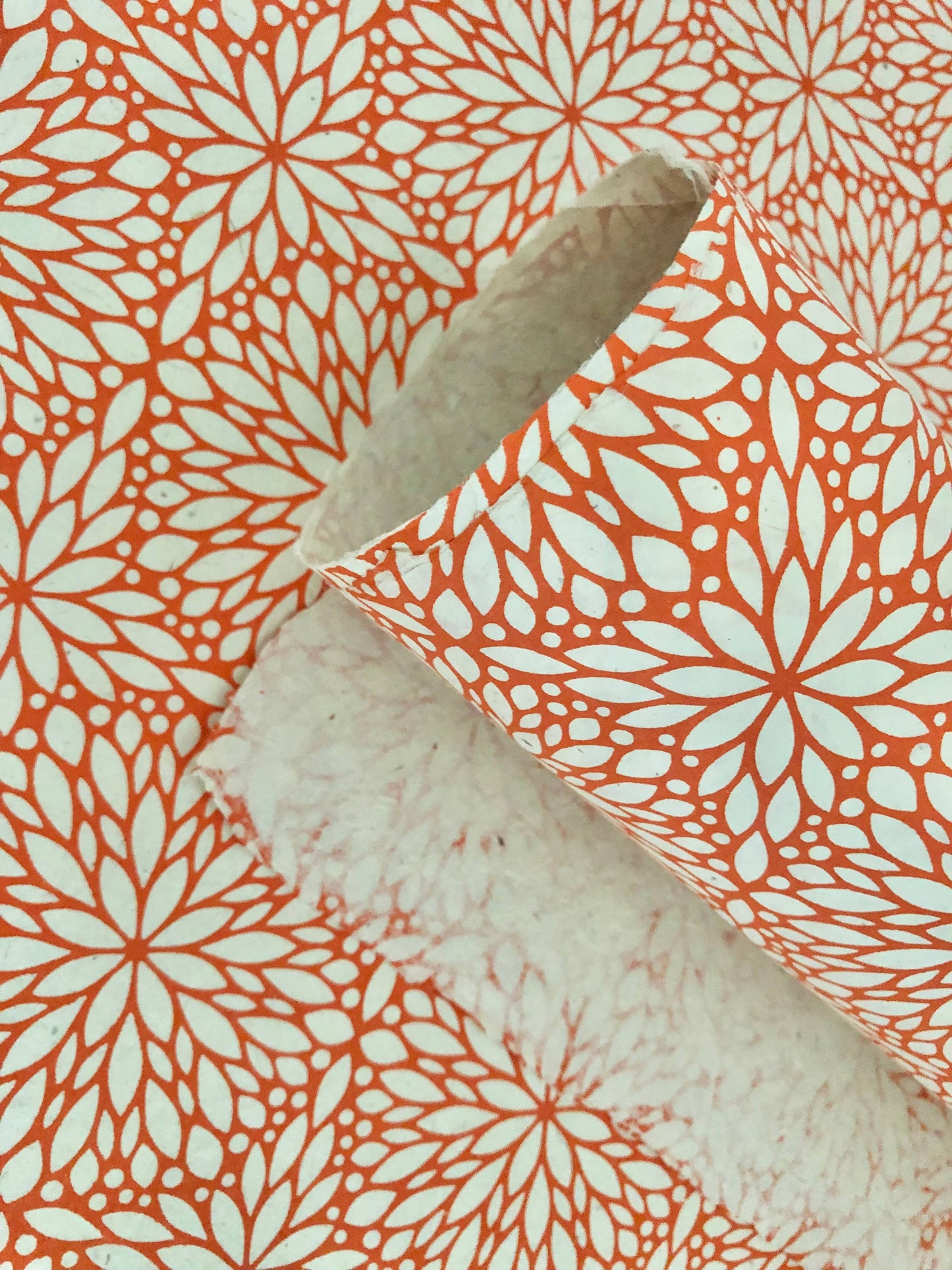 Orange on White - HandmadeDecorative Lokta Paper, Gift wrap, Craft Paper