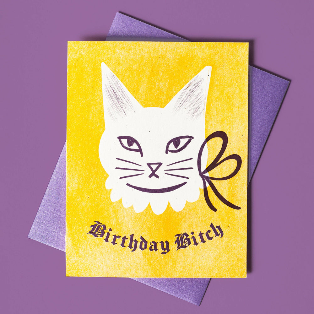 Blackletter Birthday Bitch - Risograph Card