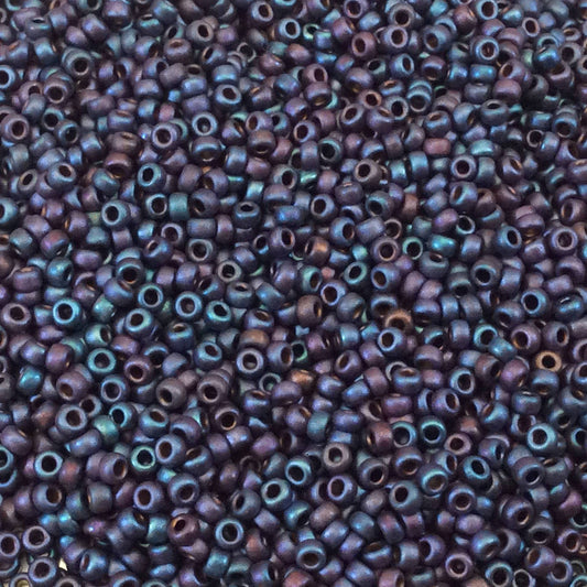 Size 11/0 Matte Finish Metallic Blue Iris Miyuki Glass Seed Beads - Sold by 23 Gram Tubes (~ 2500 Beads / Tube) - (11-92017)