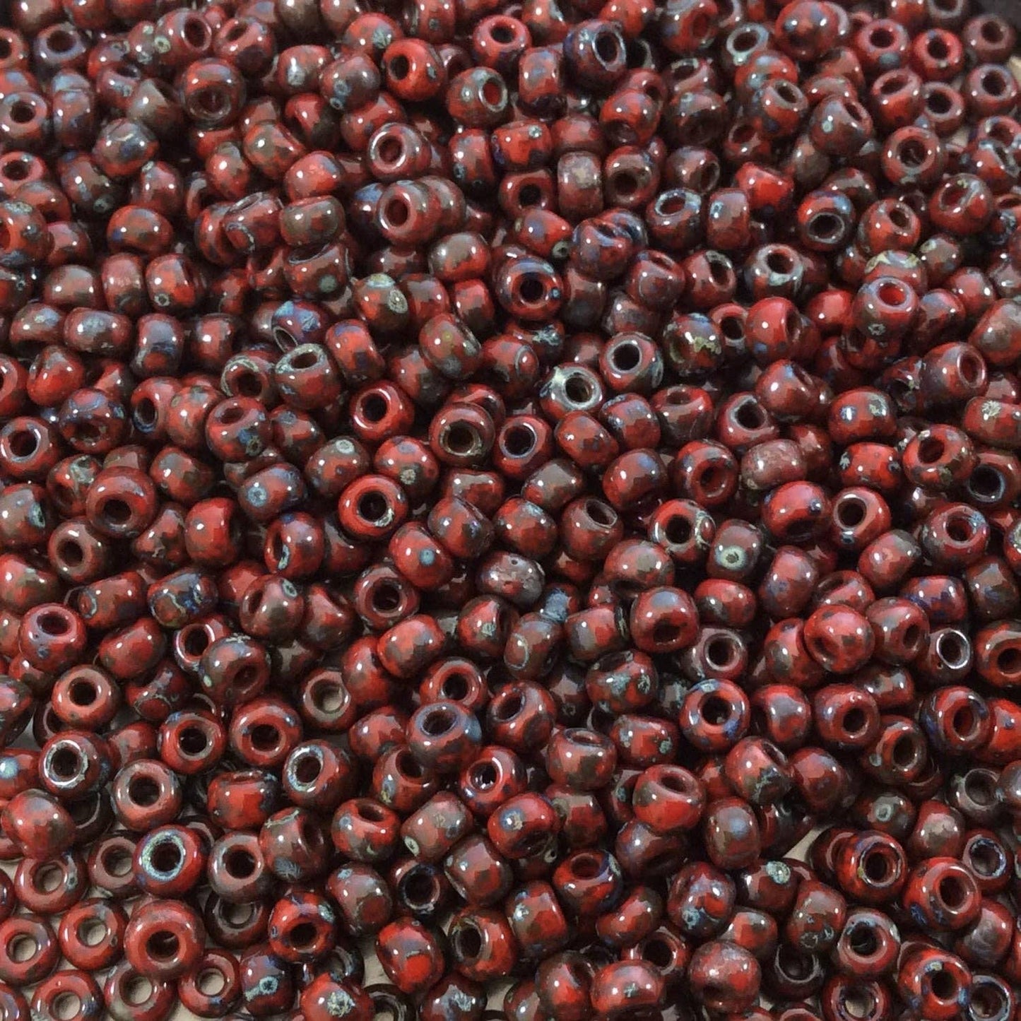 Size 8/0 Opaque Matte Picasso Red Garnet Genuine Miyuki Glass Seed Beads - Sold by 22 Gram Tubes (Approx. 900 Beads per Tube) - (8-94513)