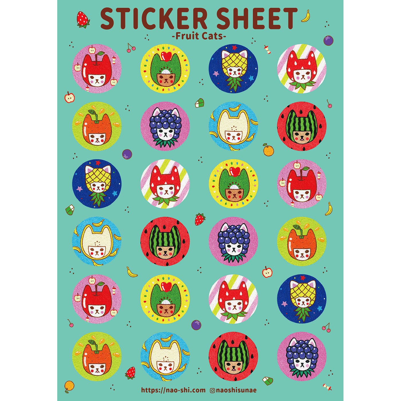 【Sticker Sheet】Fruit Cats