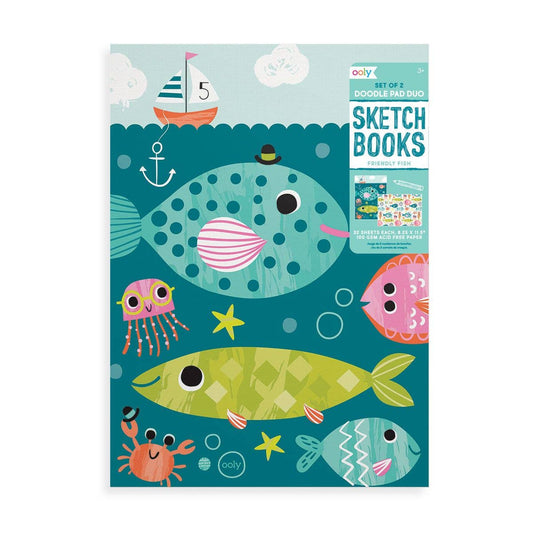 OOLY - Doodle Pad Duo Sketchbooks: Friendly Fish - Set of 2