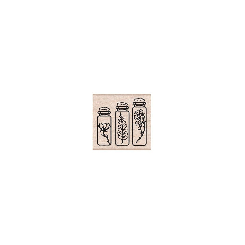 Three Bottles Handmade Rubber Stamp