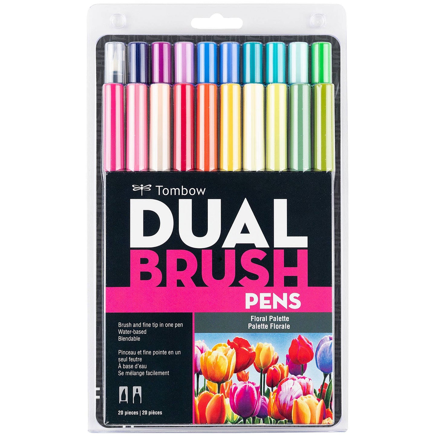 Dual Brush Pen Art Markers: Floral Palette - 20-Pack