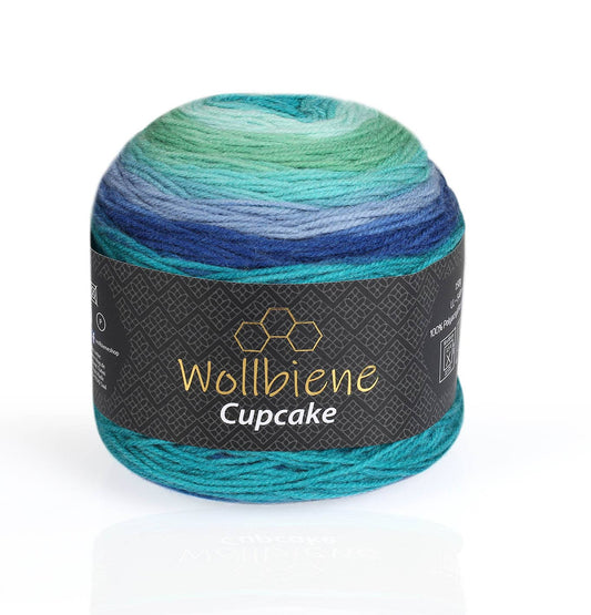 woolen bee cupcake gradient wool knitting wool 150g: 3090 blue turquoise green
