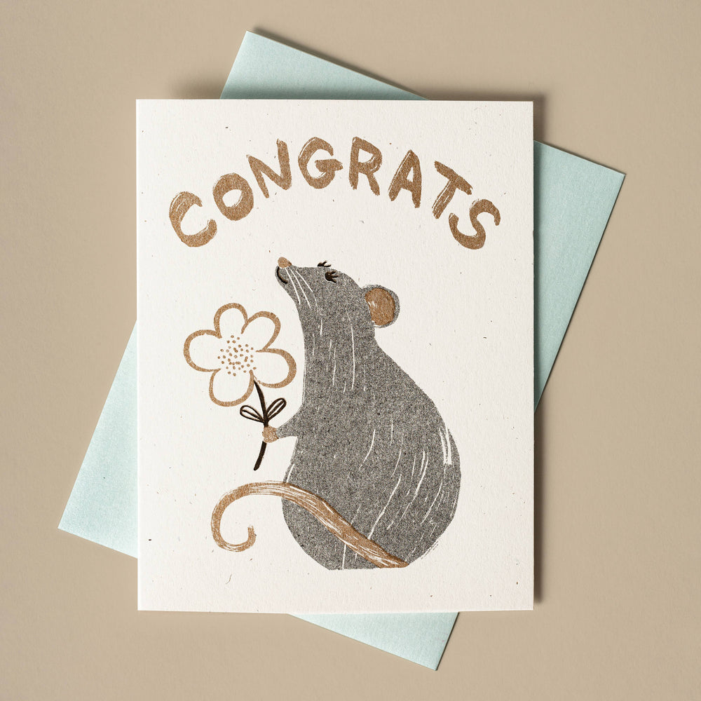 Congrats Rat - Risograph Card