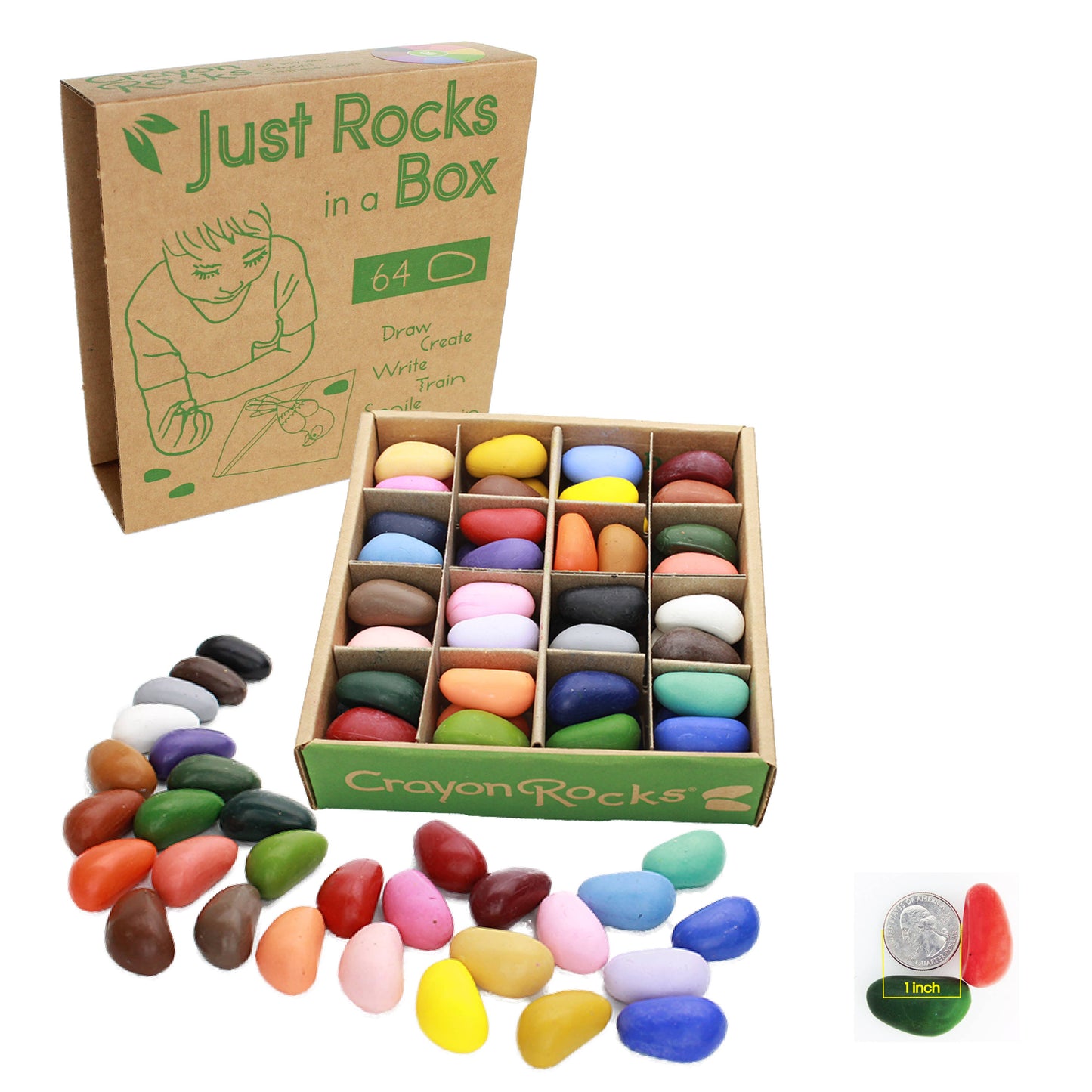 Just Rocks in a Box - 32 Colors / 64 Crayons