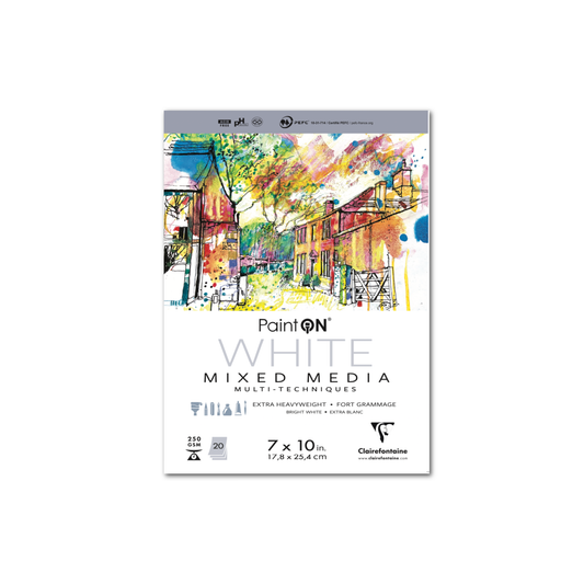 PaintON Mixed Media Pads - 250g - Six Colors - Three Sizes: WHITE 7x10