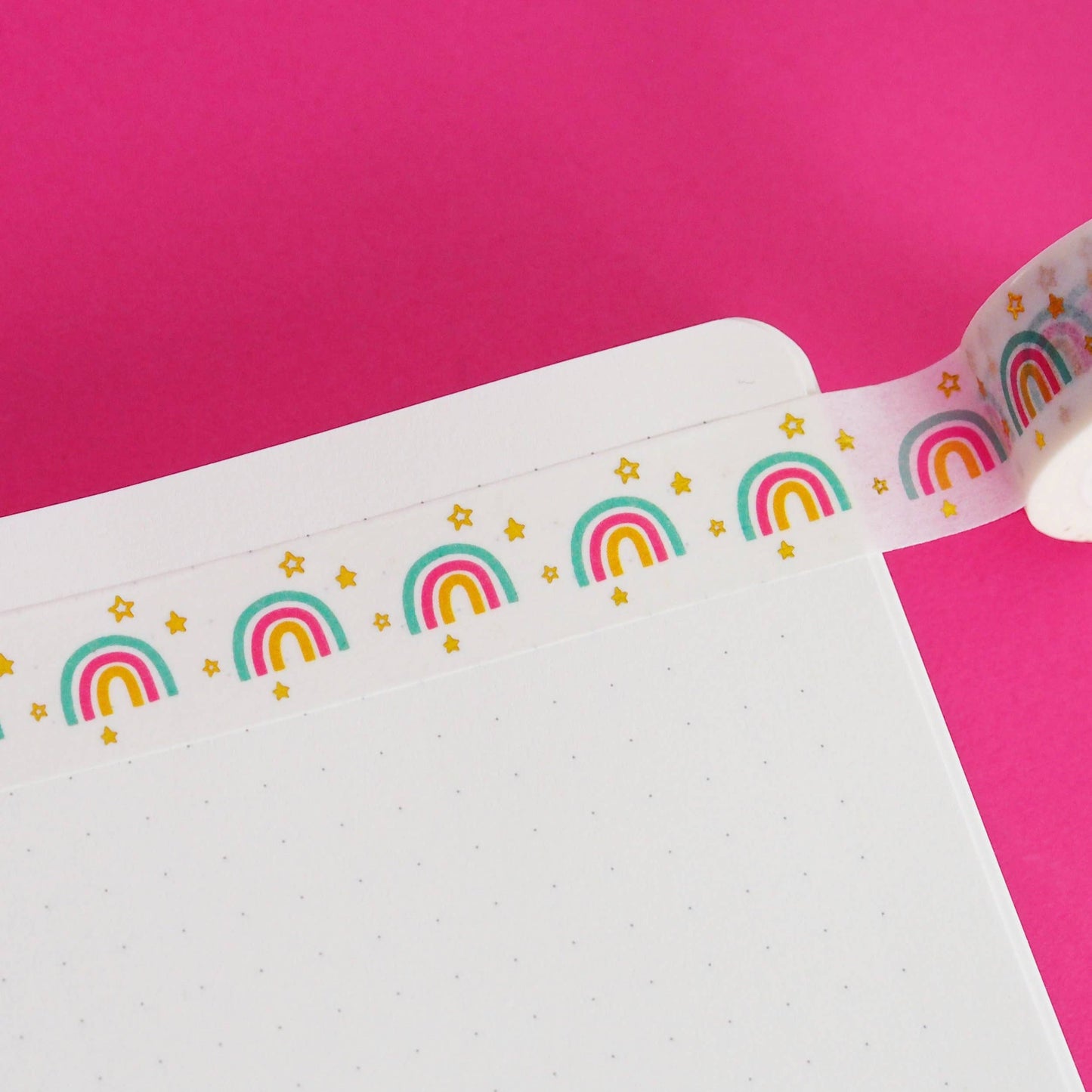 Rainbows and Stars Gold Foil Washi Tape