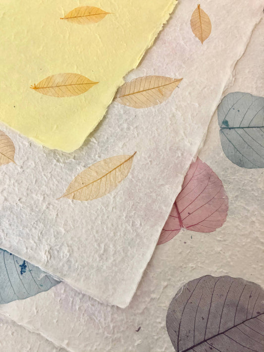 3 Styles Mix - Handmade Mulberry Leaf Paper, natural paper, textured paper