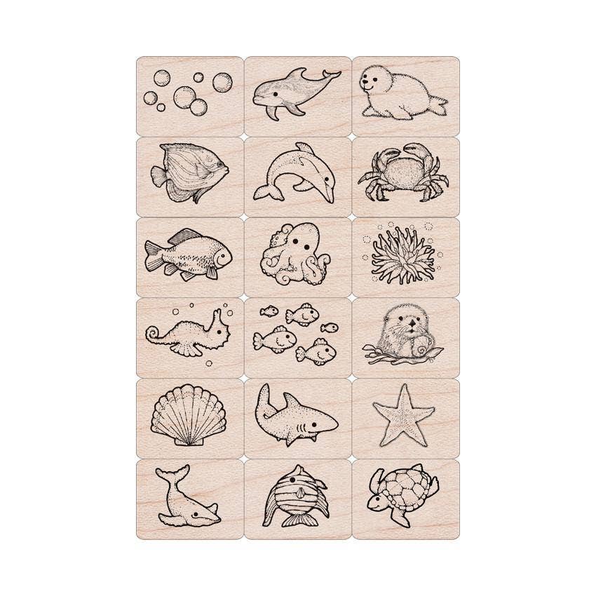 Sea Life Ink 'n' Stamp Rubber Stamp Set